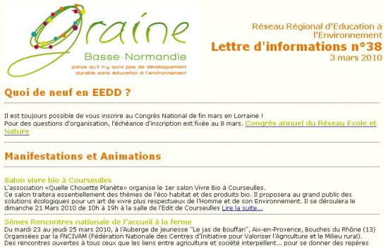 Lettre d'informations du GRAINE Basse-Normandie